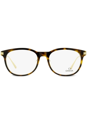 OMEGA EYEWEAR tortoiseshell round-frame glasses - Brown