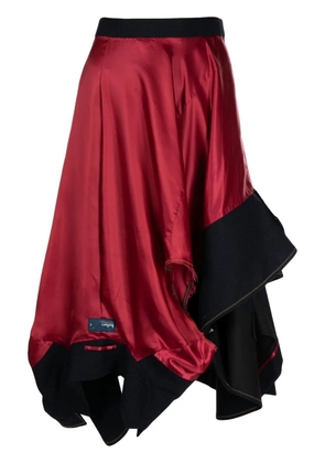 Kolor asymmetric draped midi skirt - Red