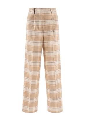 Peserico pleated-front check trousers - Neutrals