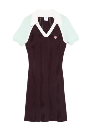 Casablanca V-neck logo-detail dress - Brown