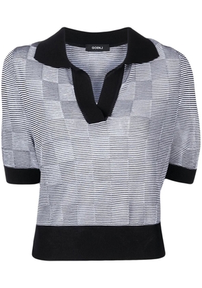 Goen.J checkerboard-print short-sleeved top - Black