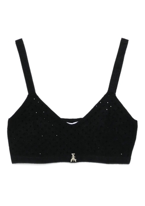 Patrizia Pepe rhinestone-embellished knit bra top - Black
