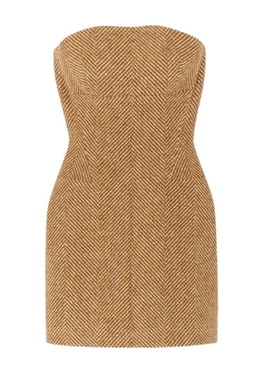 Ermanno Scervino herringbone-pattern bustier dress - Neutrals