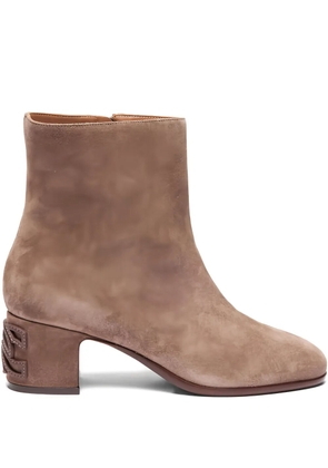 Casadei 50mm Muni block-heel suede boots - Brown