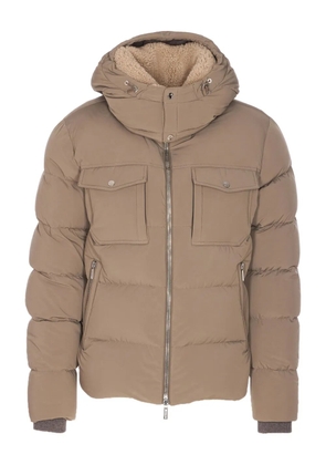 Moorer padded detachable-hood jacket - Neutrals