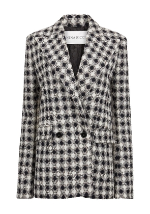 Nina Ricci tweed check double-breasted jacket - Black