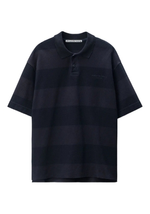 Alexander Wang Marina striped piqué polo shirt - Black