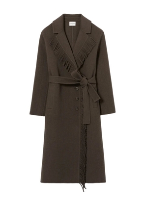 Claudie Pierlot fringe-trimmed belted coat - Brown