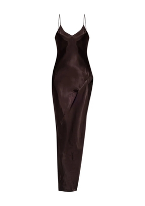 VETEMENTS side-slit slip maxi dress - Brown