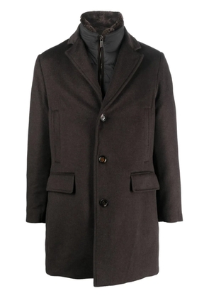 Moorer single-breasted notched coat - Brown