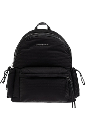 Emporio Armani logo-plaque quilted backpack - Black
