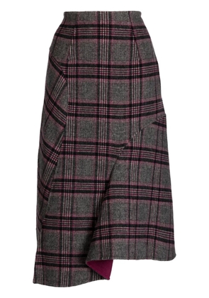 JNBY plaid-pattern asymmetric skirt - Multicolour