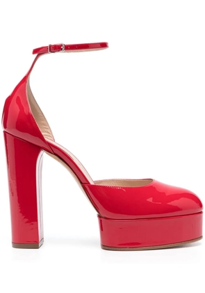 Casadei 115mm patent platform pumps - Red