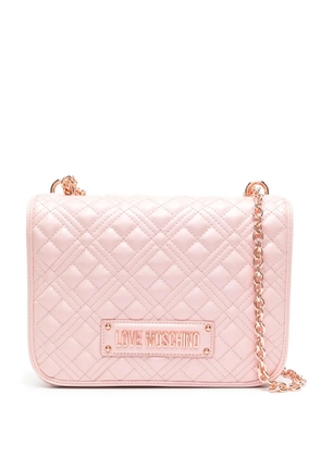 Love Moschino logo-plaque quilted shoulder bag - Pink