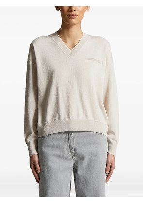 Peserico v-neck embellished sweater - Neutrals