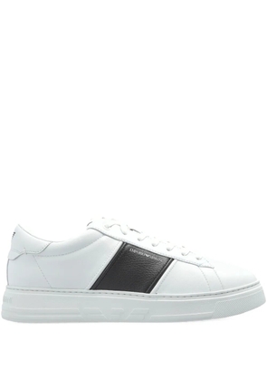 Emporio Armani leather panelled sneakers - White