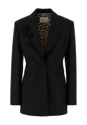 Blumarine rose-embellished wool blazer - Black