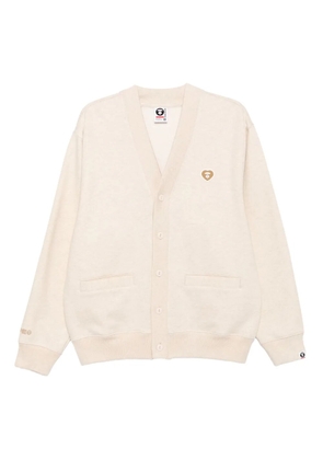 AAPE BY *A BATHING APE® logo-appliqué button-up sweatshirt - Neutrals