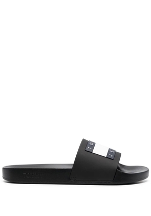 Tommy Jeans logo-badge pool slides - Black