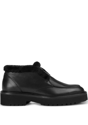 Doucal's leather fur chukka boots - Black