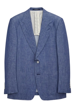 TOM FORD peak-lapel buttoned blazer - Blue