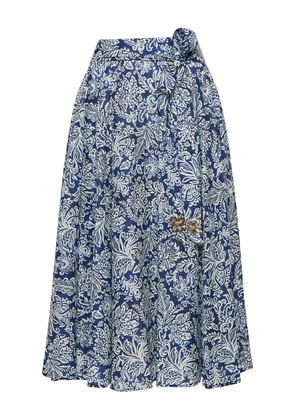 MALIPARMI floral-print A-line midi skirt - Blue