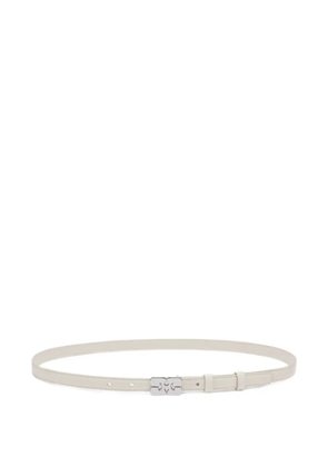 GANNI logo-buckle belt - White