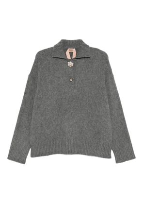 Nº21 brushed-effect jumper - Grey