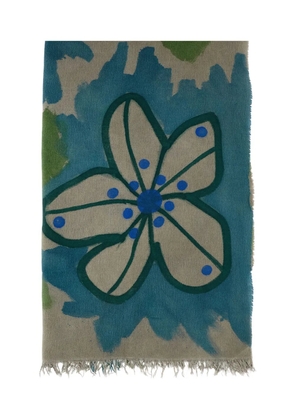 Exquisite J floral-pattern fringed scarf - Neutrals