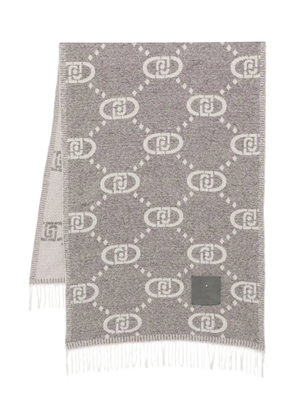 LIU JO logo fringed scarf - Grey