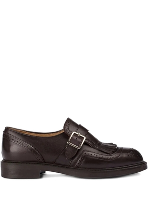 Doucal's single-buckle fringed shoes - Brown