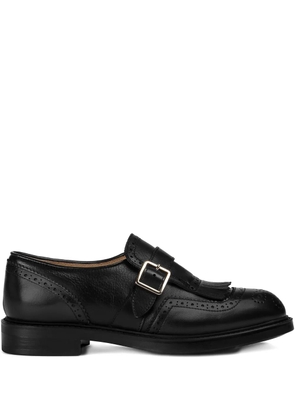 Doucal's single-buckle fringe derby shoes - Black