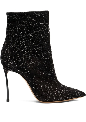Casadei 100mm Universe glitter-embellished pointed-toe boots - Black