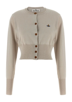Vivienne Westwood embroidered-logo crop-length cardigan - Neutrals