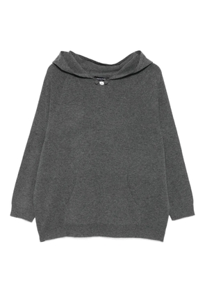 Fabiana Filippi button-detail hooded knitted top - Grey