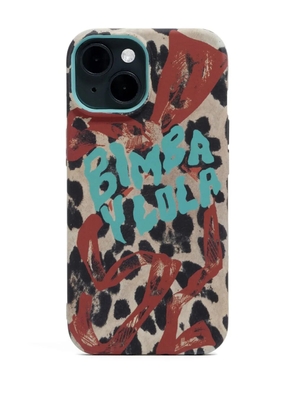 Bimba y Lola leopard-print logo iPhone 14 rigid case - Neutrals
