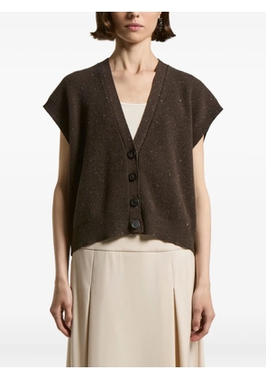 Peserico speckled-effect short-sleeves cardigan - Brown