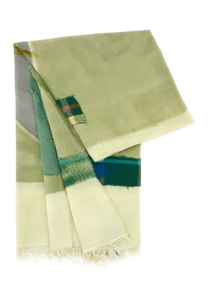 Exquisite J graphic-pattern fringed scarf - Green