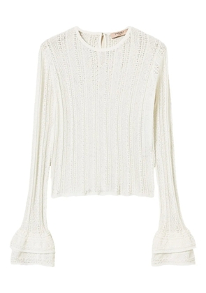 TWINSET ruffled open-knit top - White
