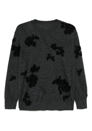 JNBY floral-embellished wool pullover - Grey