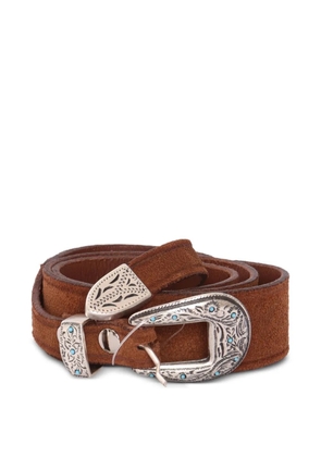 ALBERTO LUTI suede studded belt - Brown