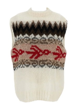 THIBAULT VAN DER STRAETE crew-neck patterned vest - White