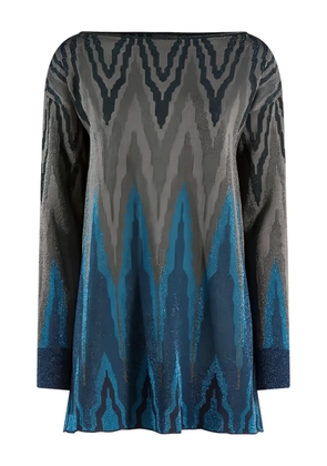 Circus Hotel zigzag-pattern lamé jumper - Blue