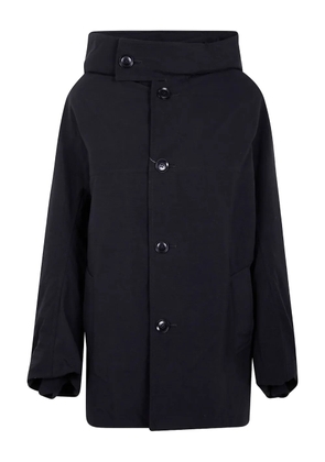 Y's hooded buttoned coat - Black