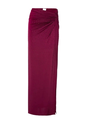 THE ANDAMANE Zohra crystal draped knot maxi skirt - Red