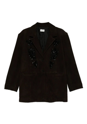 P.A.R.O.S.H. bead-embellishment suede coat - Brown