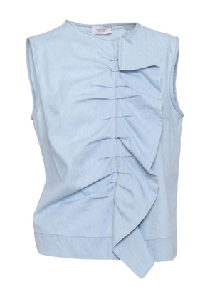 Mazzarelli Barbara ruffled denim top - Blue