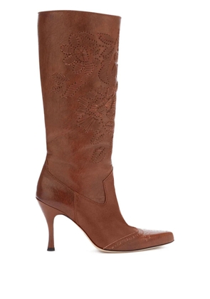 Ermanno Scervino floral-embroidered boots - Brown