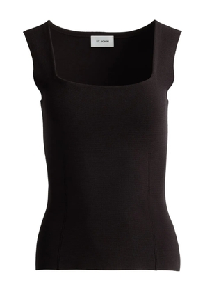 St. John Milano square-neck top - Brown