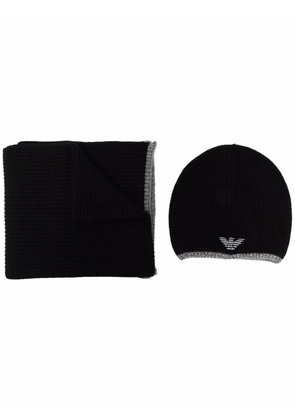 Emporio Armani embroidered logo scarf - Black